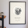 Personalised Pet Memorial Print - hanging on a living room wall