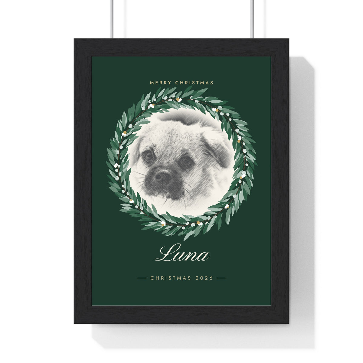 Personalised Pet Portrait Christmas Print - another colourway