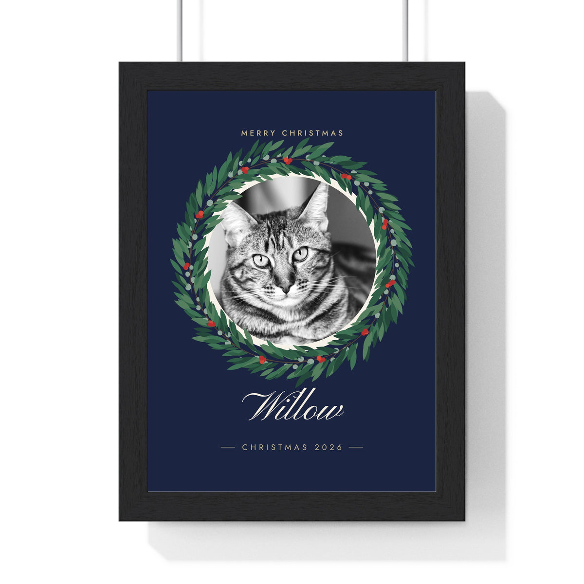 Personalised Pet Portrait Christmas Print - another version