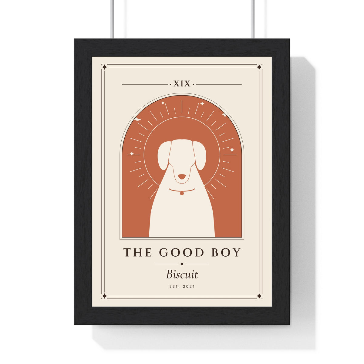 Personalised Pet Tarot Card Print - framed cream The Good Boy pet tarot card print