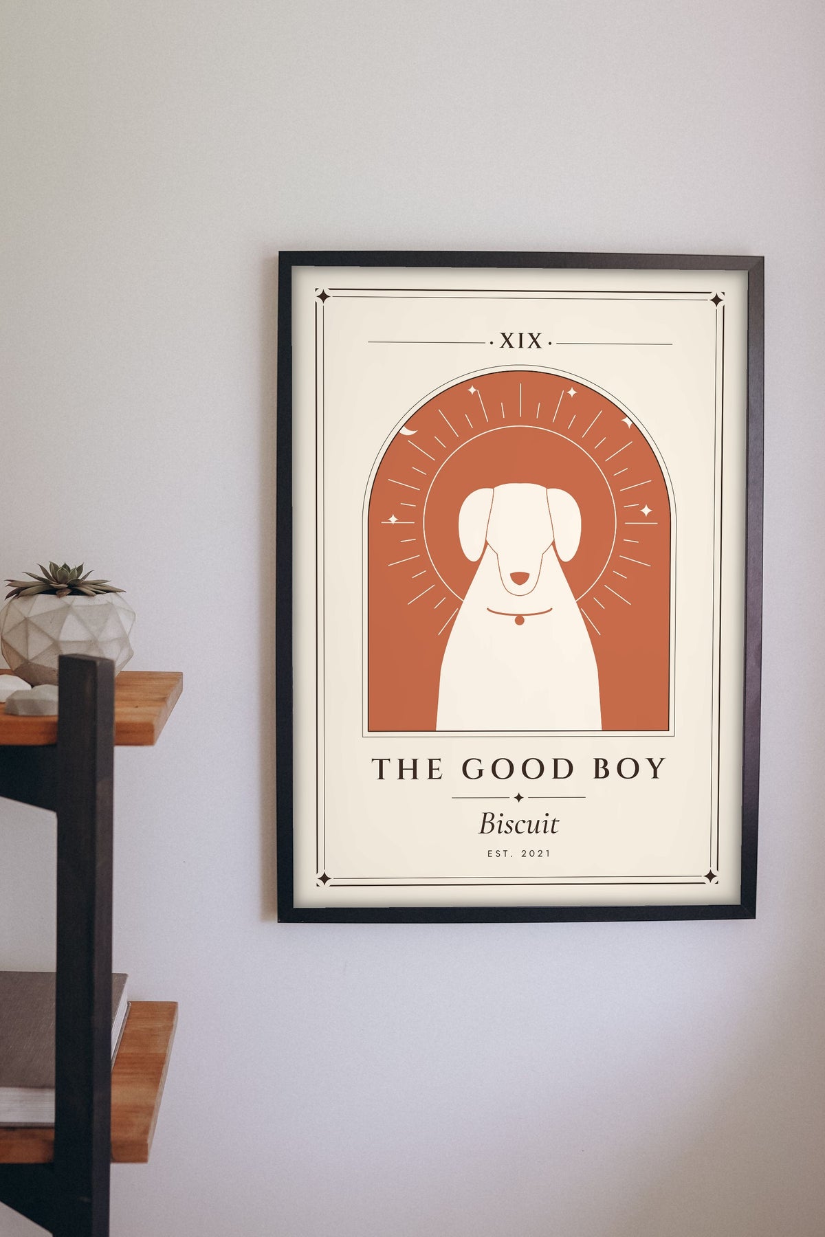 Personalised Pet Tarot Card Print - pet tarot card print on the hallway wall