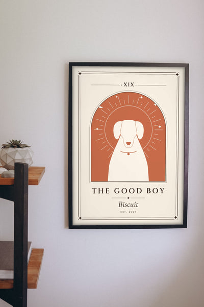 Personalised Pet Tarot Card Print - pet tarot card print on the hallway wall