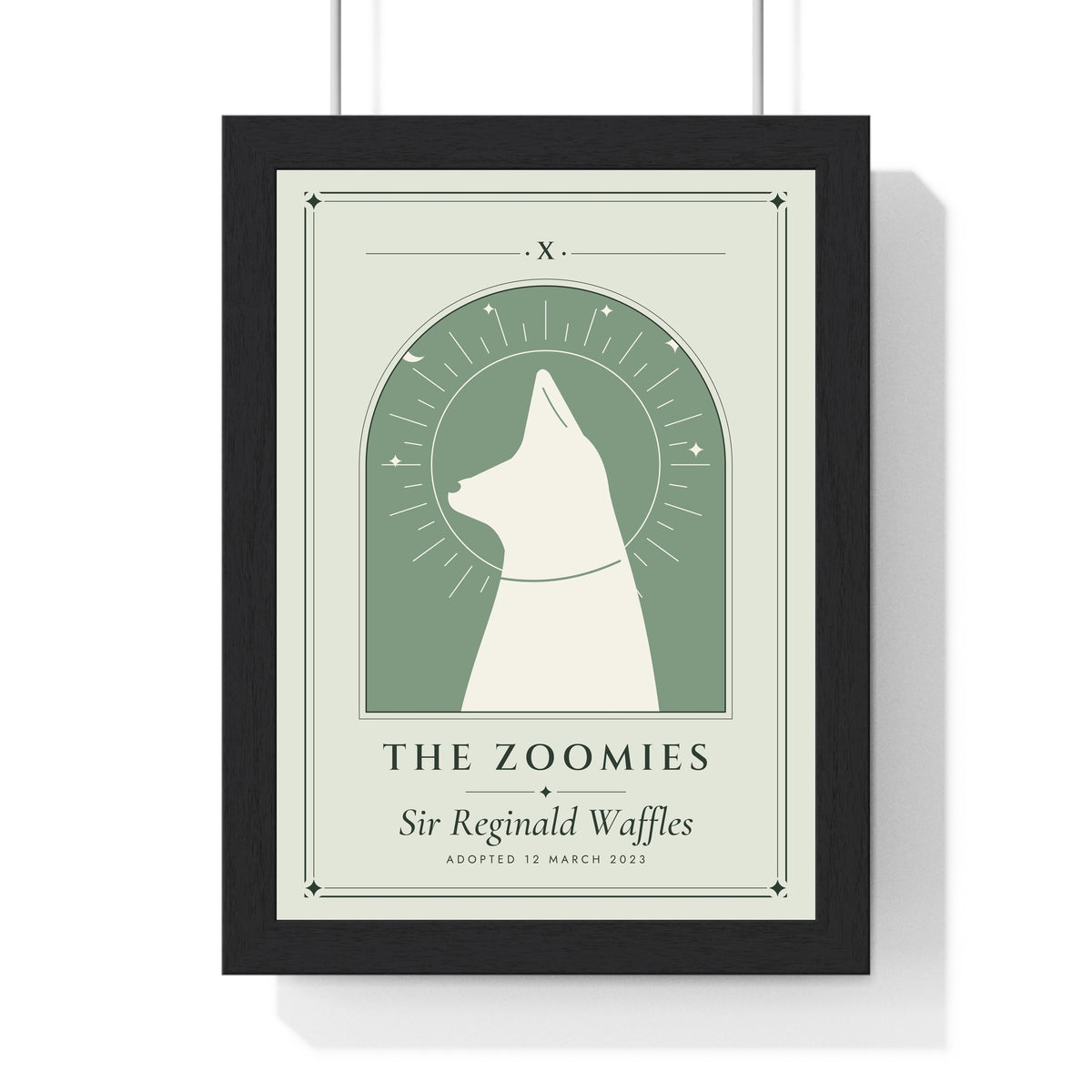 Personalised Pet Tarot Card Print - framed sage pointy eared dog version