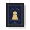 Personalised Pet Tarot Card Print - framed navy The Good Girl version