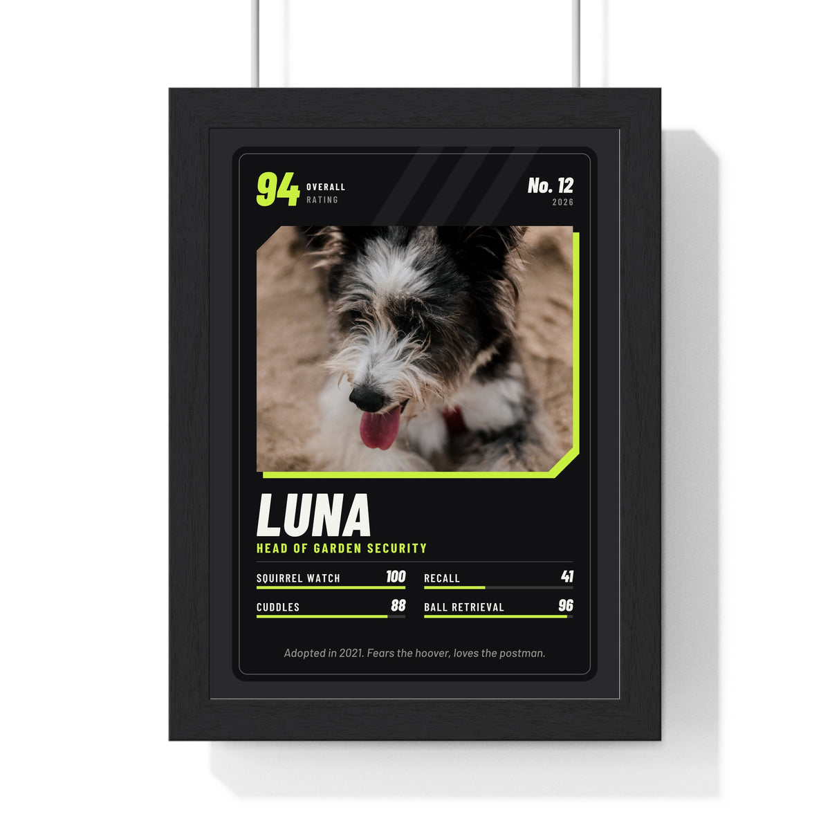 Personalised Pet Trading Card Print - dark colourway
