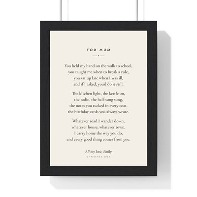 Personalised Poem Print - framed cream classic poem print for Mum