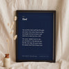 Personalised Poem Print - navy modern left aligned poem for Dad
