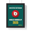 Personalised Pool Champion Print - framed teal baize version, doubles runners up