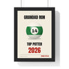 Personalised Pool Champion Print - framed cream version with a 14 ball for a social club
