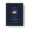 Personalised Promoted to Nanny and Grandad Print - framed navy version with baby booties