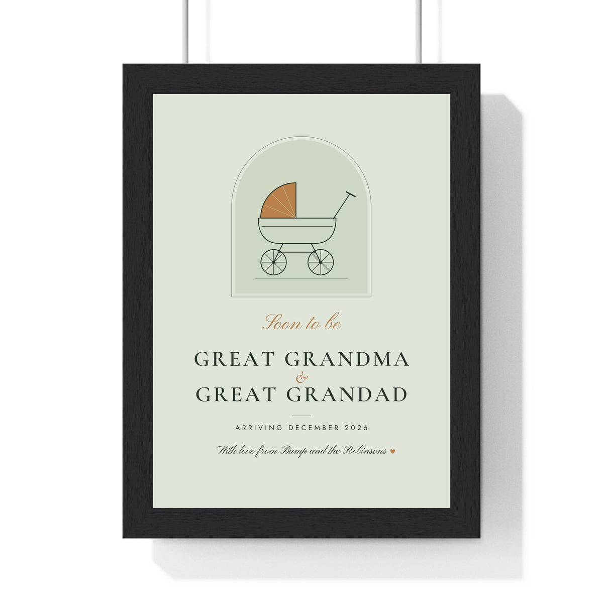 Personalised Promoted to Nanny and Grandad Print - sage Great Grandma and Great Grandad version