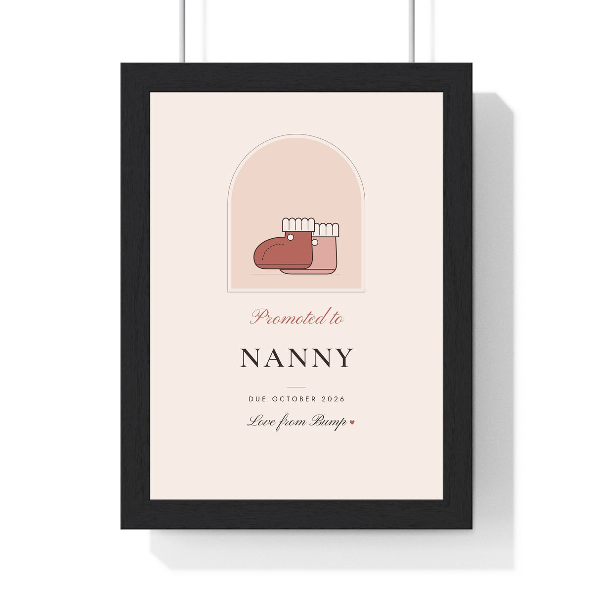 Personalised Promoted to Nanny and Grandad Print - blush Promoted to Nanny version