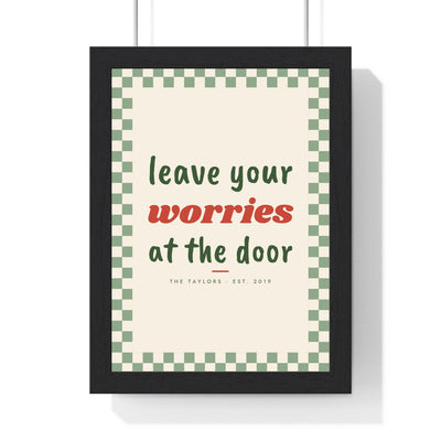 Personalised Quote Print - framed sage checkerboard hallway quote