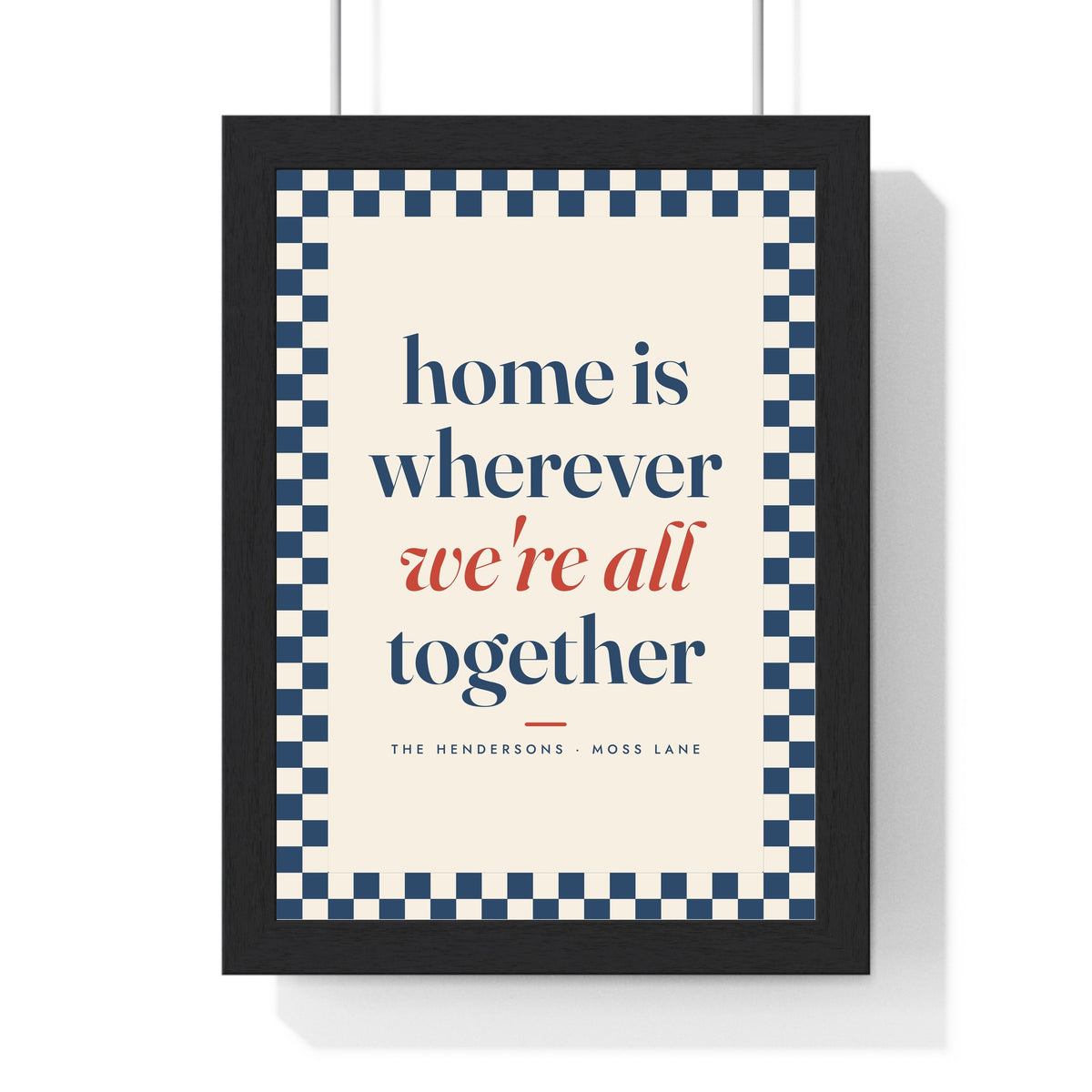 Personalised Quote Print - framed navy version