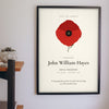 Personalised Remembrance Poppy Print - on the living room wall