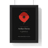 Personalised Remembrance Poppy Print - black version for a 617 Squadron flight lieutenant