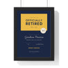 Personalised Retirement Certificate Print - framed navy and mustard version
