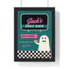 Personalised Retro Ghost Diner Sign Print - framed teal version