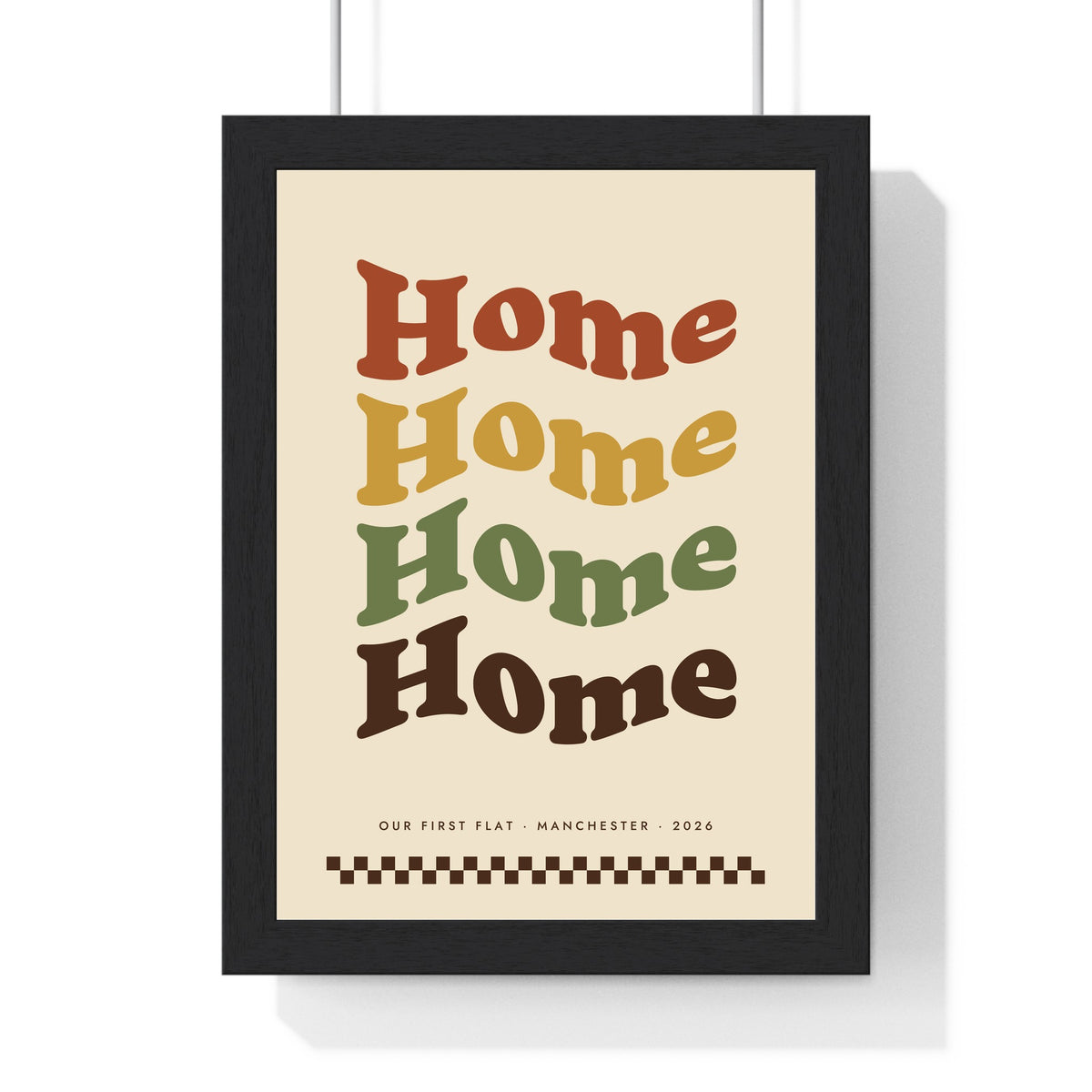 Personalised Retro Wavy Name Print - framed earth tone wavy Home print
