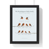 Personalised Robin Family Print - framed winter snow version with ten robins and two in flight