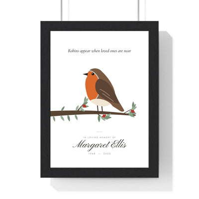 Personalised Robin Memorial Print - framed personalised robin memorial print
