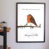 Personalised Robin Memorial Print - hanging on a living room wall