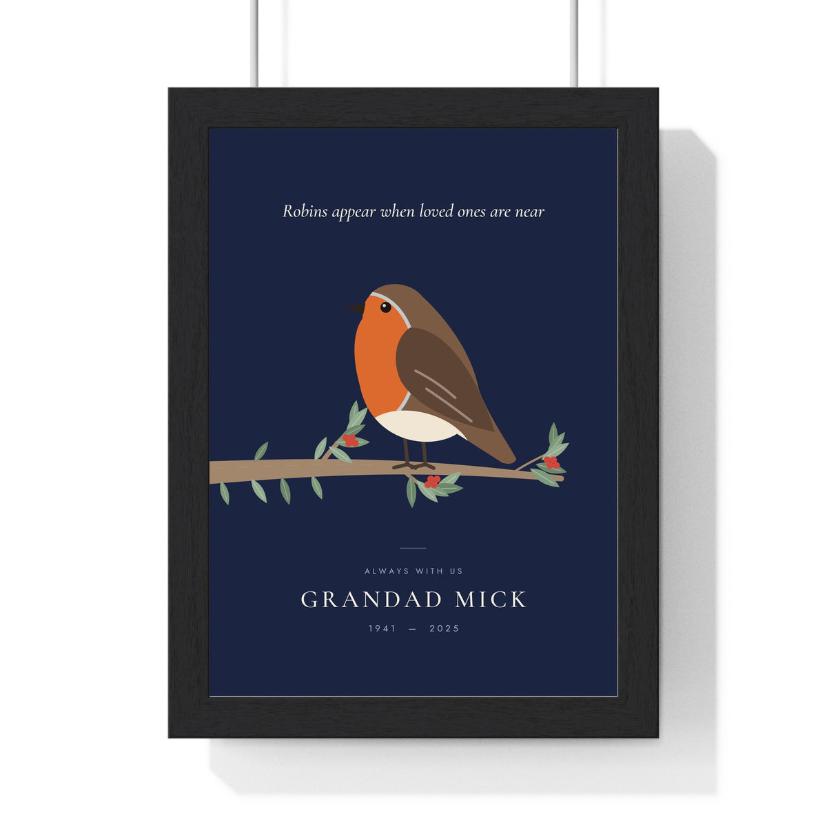 Personalised Robin Memorial Print - another colourway