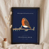 Personalised Robin Memorial Print - leaning in a frame