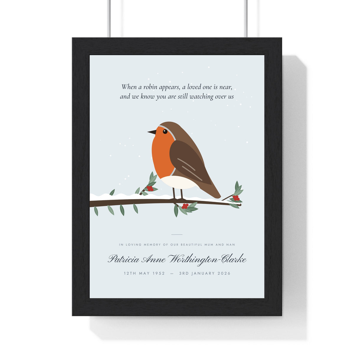Personalised Robin Memorial Print - another version