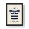 Personalised Rugby Shirt Print - framed rugby shirt print, navy and white hoops, number 7 openside flanker