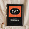 Personalised Running Print - black running print for a 50th Saturday 5K