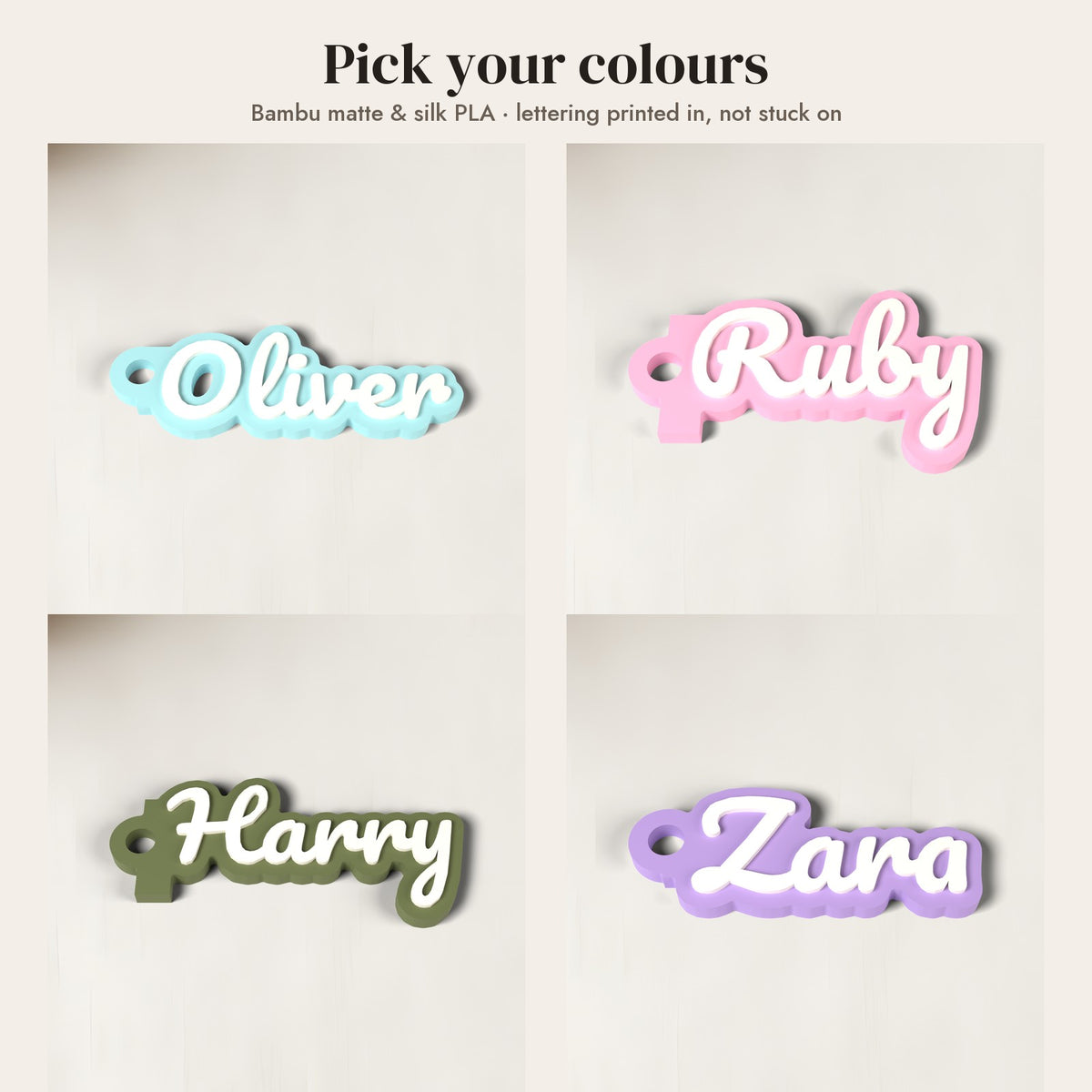 Personalised School Bag Name Tag - colour options