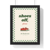 Personalised Shoes Off Sign Print - framed sage checkerboard shoes off please print