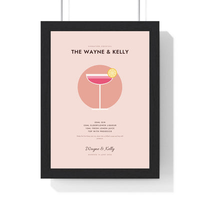 Personalised Signature Cocktail Print - framed blush print with a pink coupe cocktail