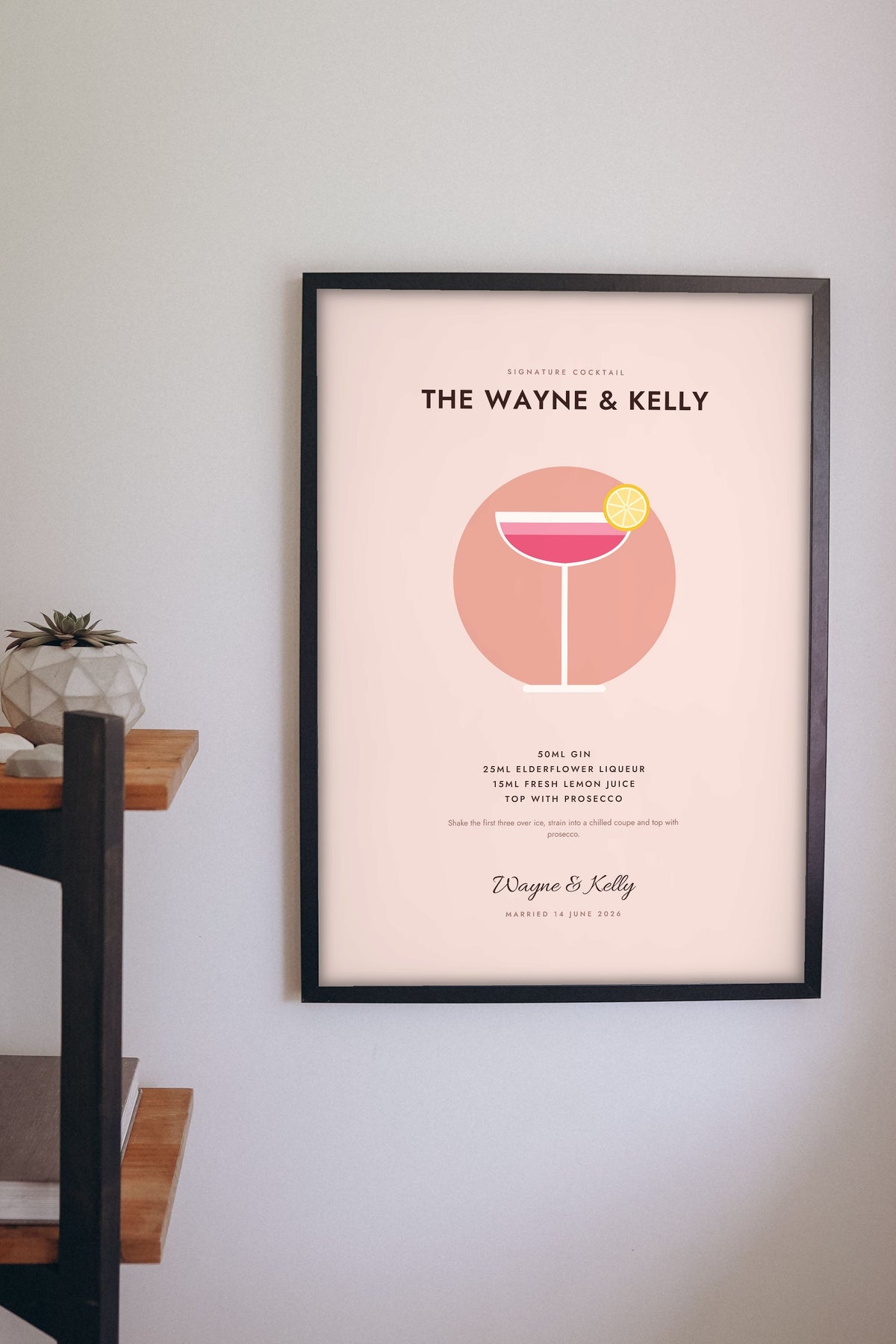 Personalised Signature Cocktail Print - above a bar cart