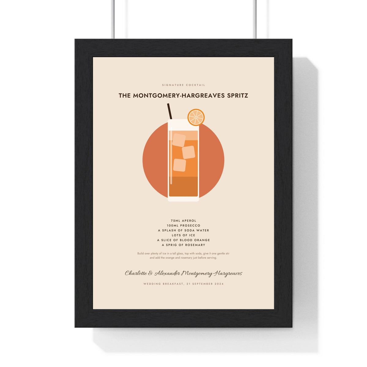 Personalised Signature Cocktail Print - framed terracotta spritz in a highball glass