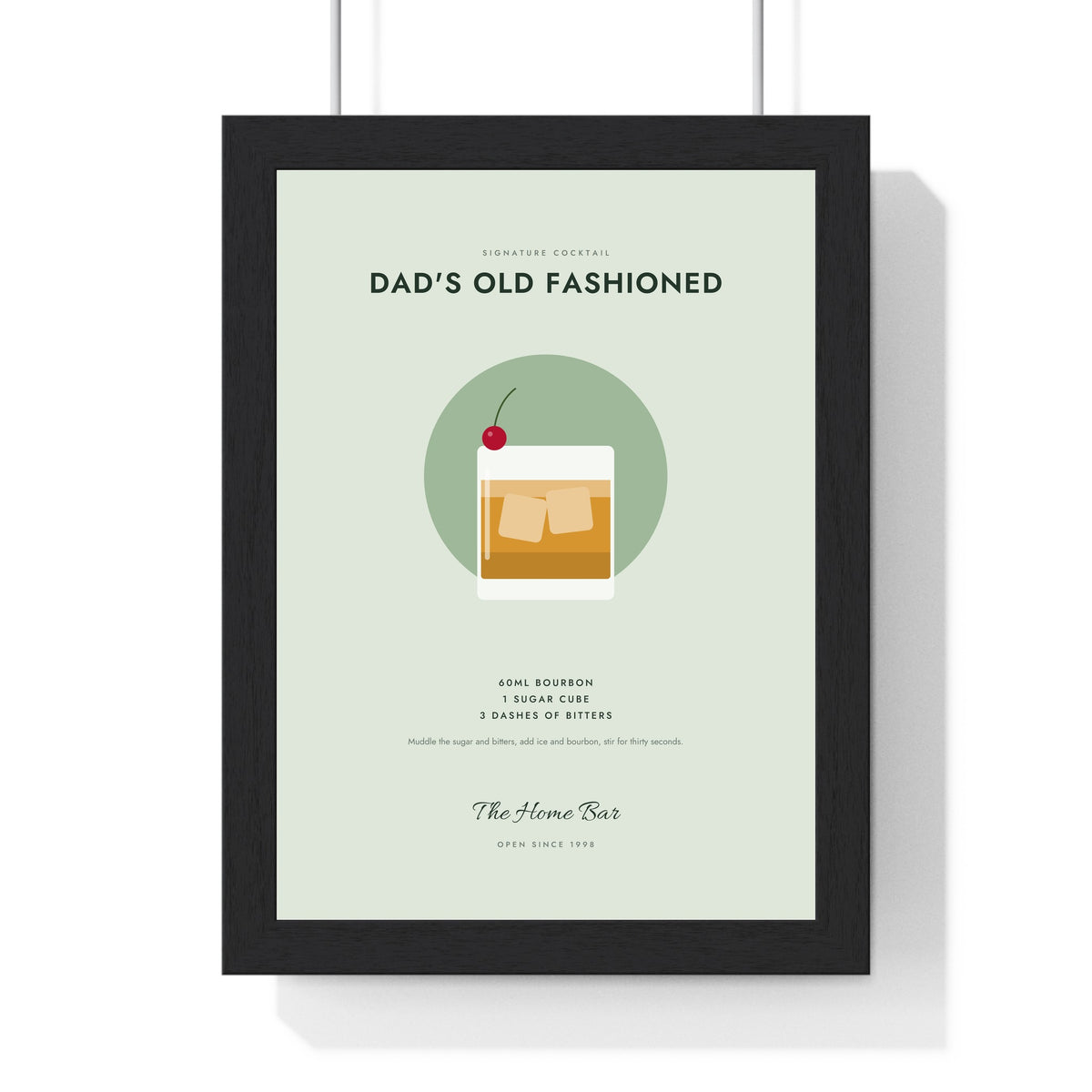 Personalised Signature Cocktail Print - framed sage old fashioned for dad