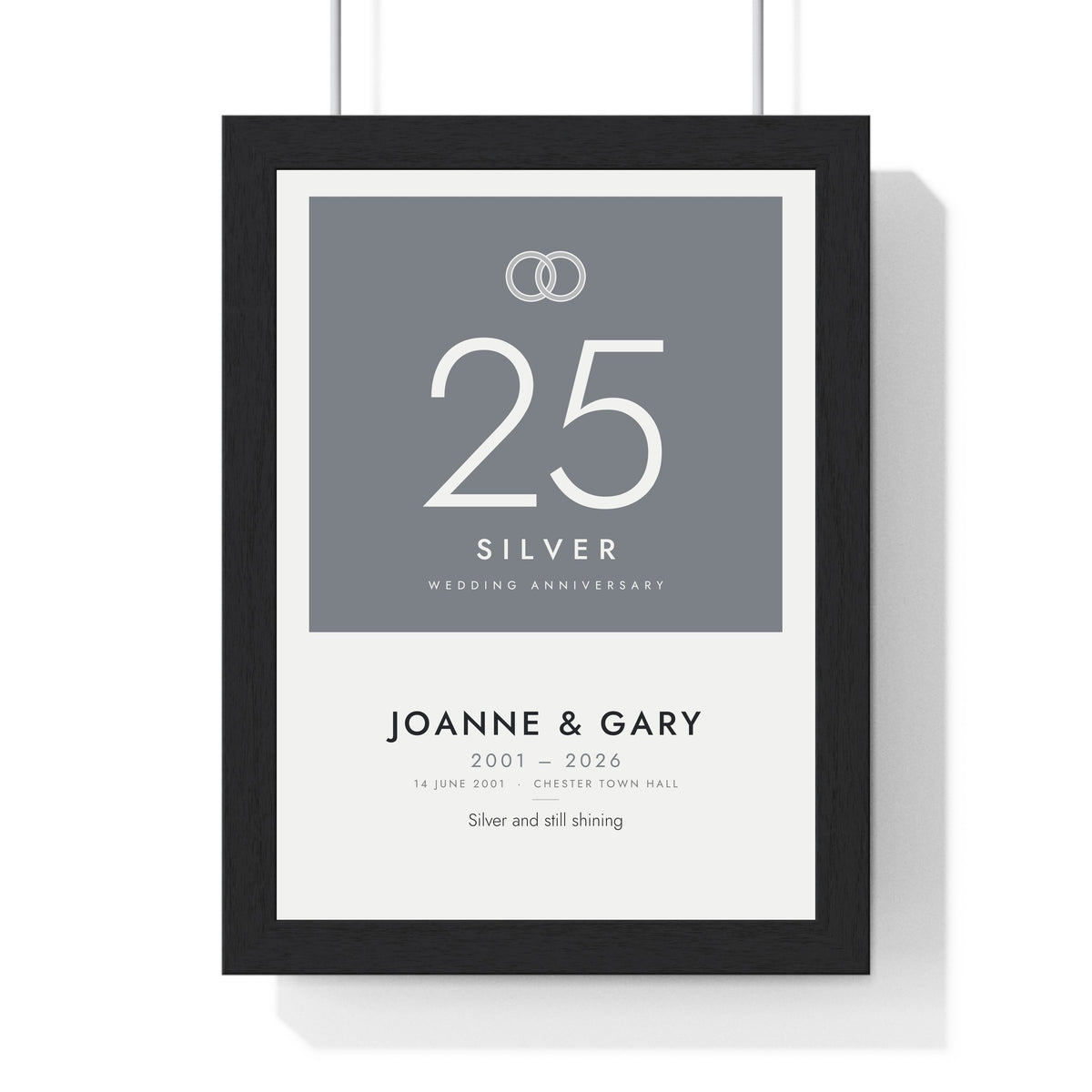 Personalised Silver Wedding Anniversary Print - modern, light