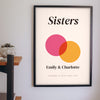 Personalised Sister Print - on the bedroom wall