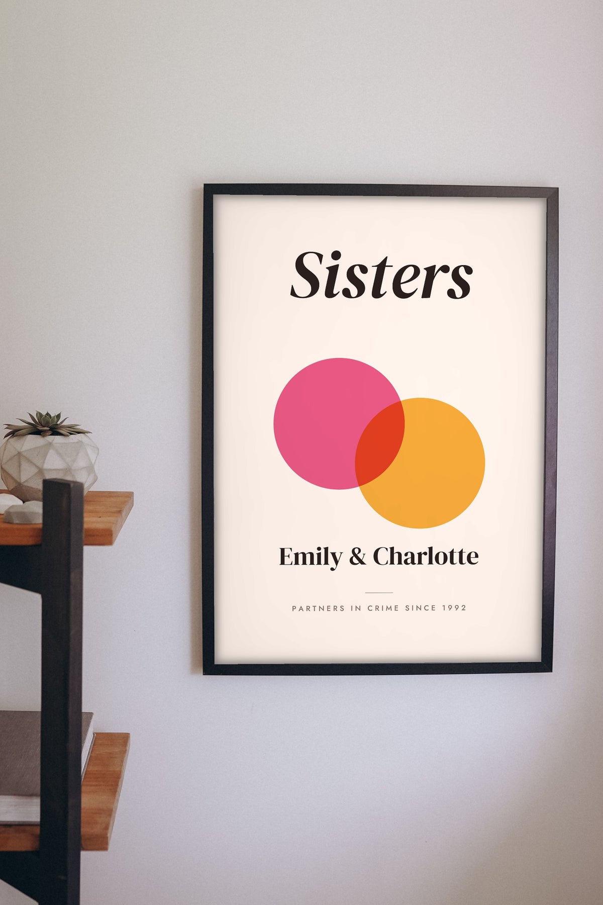 Personalised Sister Print - on the bedroom wall
