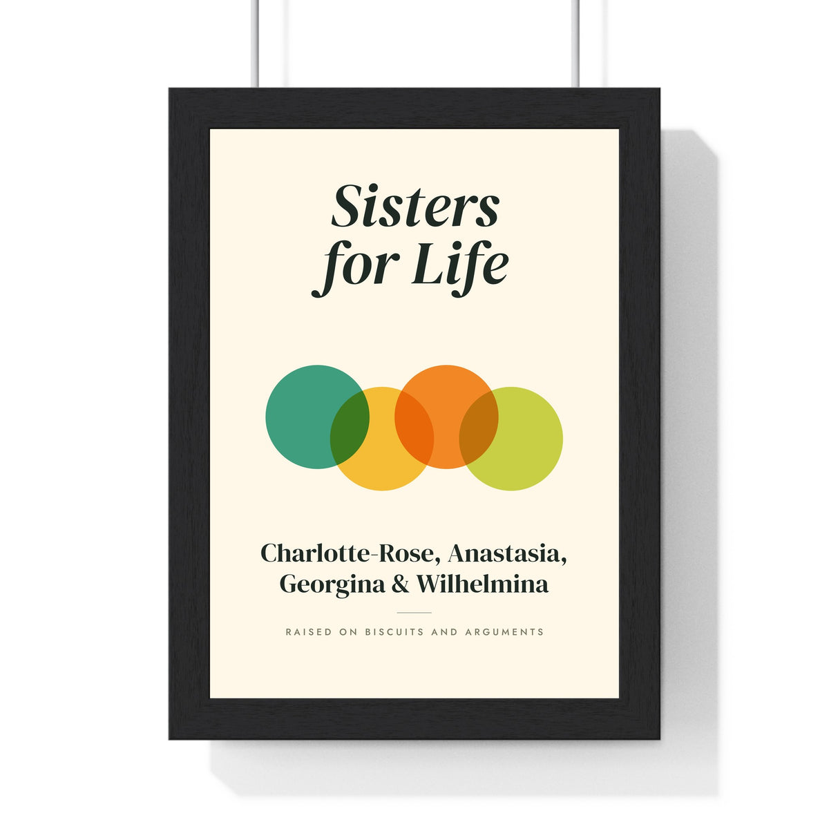 Personalised Sister Print - citrus Sisters for Life version with four names