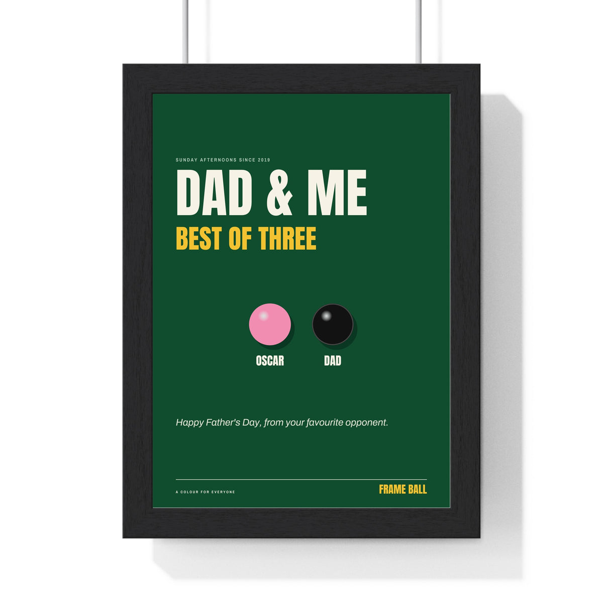 Personalised Snooker Family Print - framed dad and son snooker print