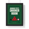 Personalised Snooker Room Sign Print - framed personalised snooker room sign print in baize green and gold