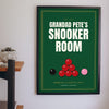 Personalised Snooker Room Sign Print - snooker room sign print on the games room wall