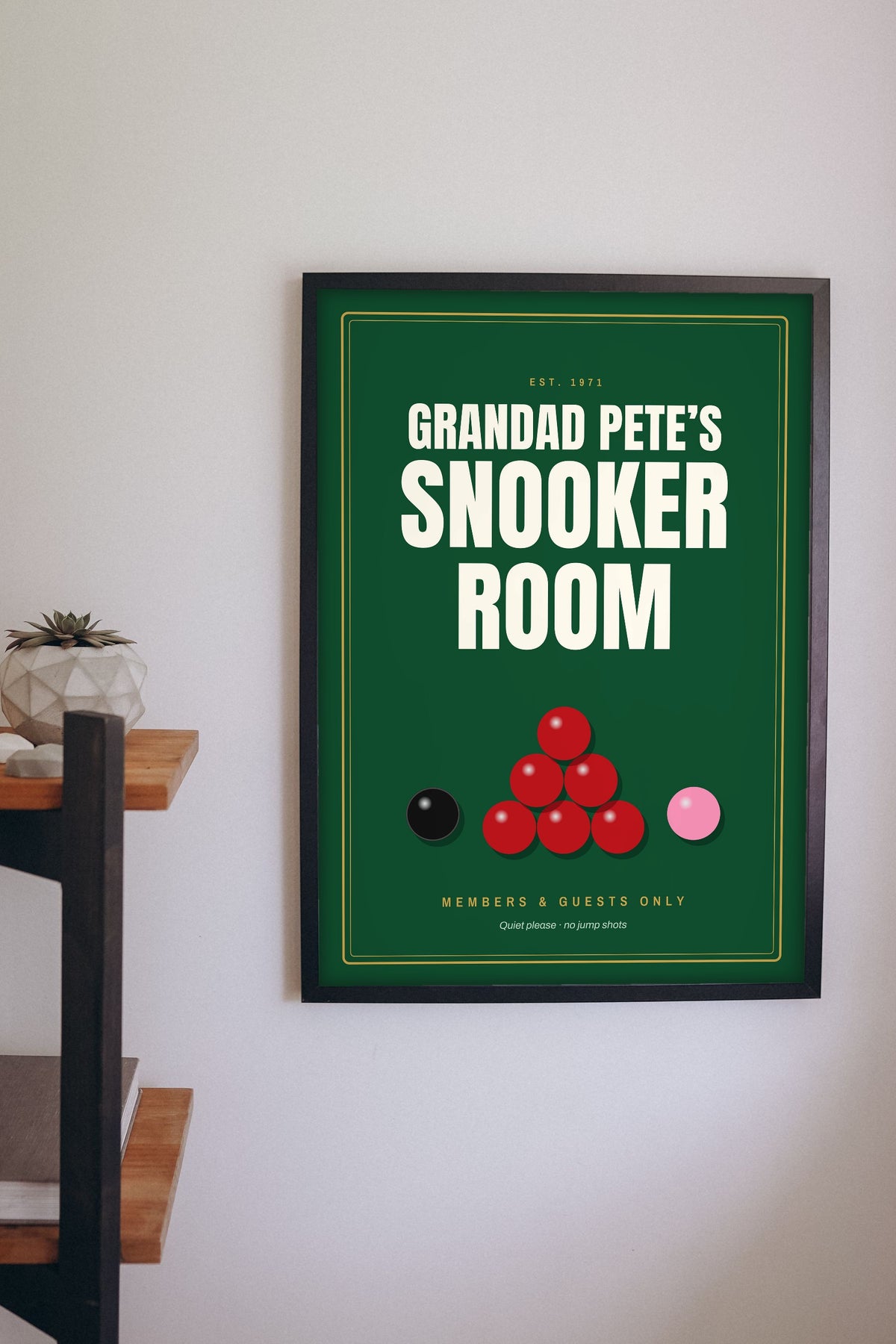 Personalised Snooker Room Sign Print - snooker room sign print on the games room wall