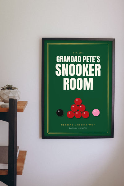 Personalised Snooker Room Sign Print - snooker room sign print on the games room wall