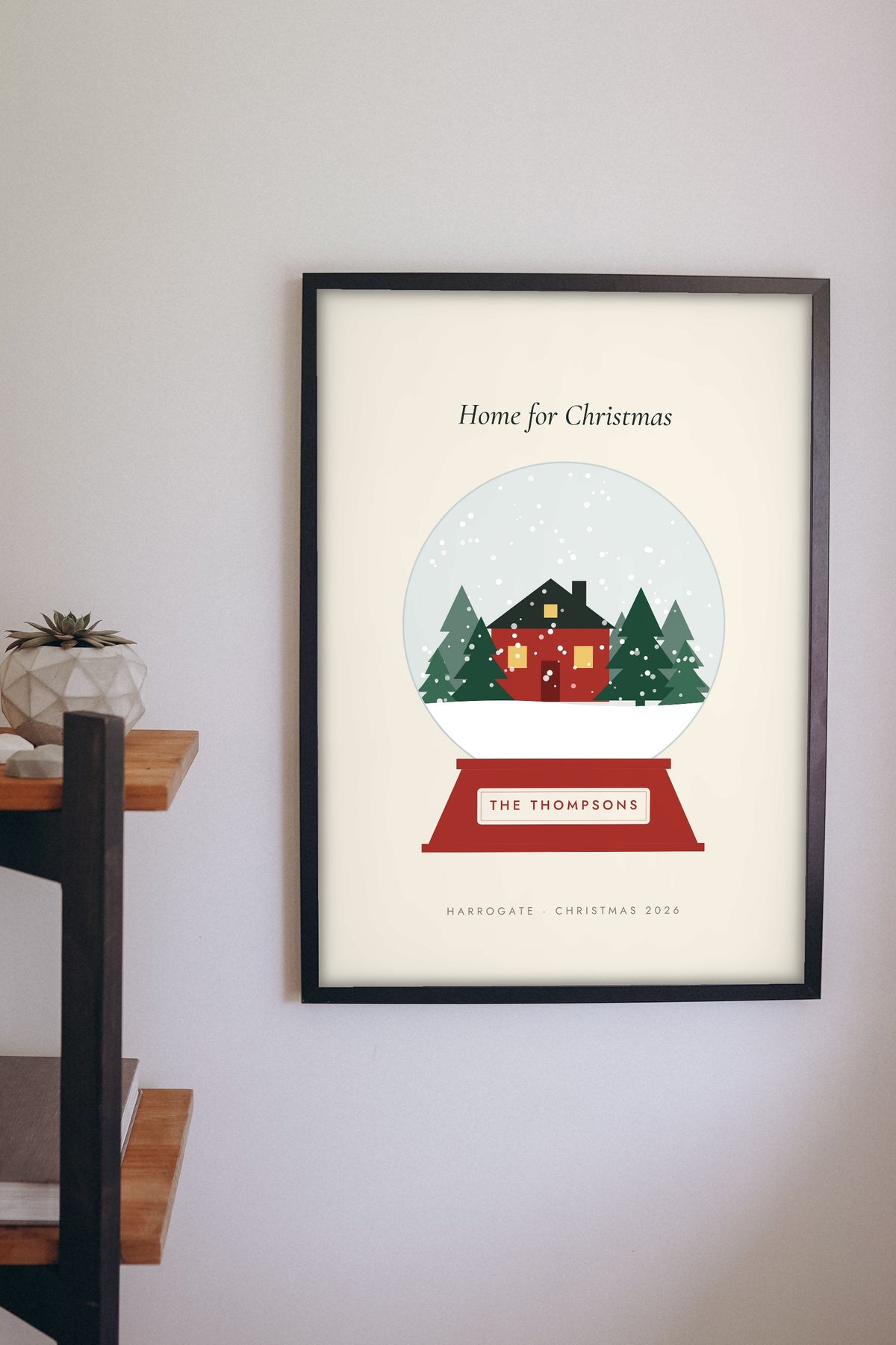 Personalised Snow Globe Print - snow globe family print on the wall