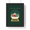 Personalised Snow Globe Print - framed forest green first Christmas in a new home version