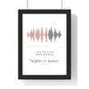 Personalised Soundwave Print - framed white soundwave print with a two-tone wave, I love you to the moon and back
