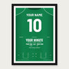 Personalised sports print - your name, number, team, score and line-ups